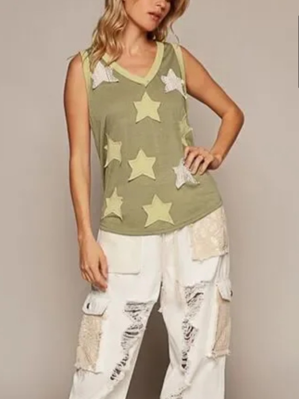 NWOT POL Star patchwork tank
